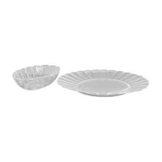 Plat de présentation forme fleur duralex vintage et ramequin