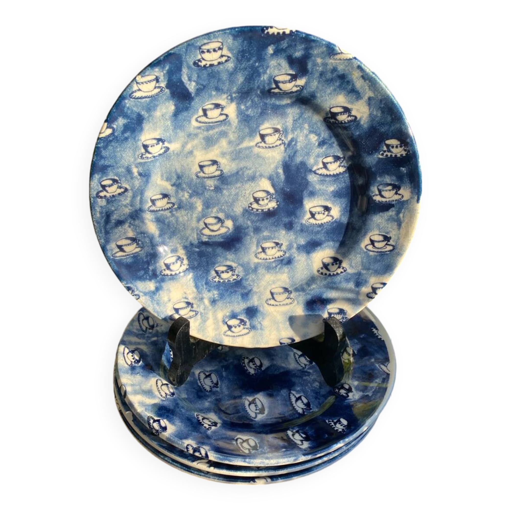 Assiettes vintage blanche et bleue