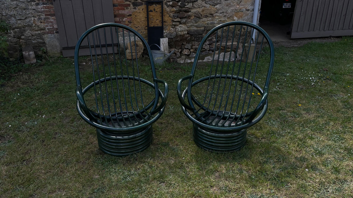 Pair of rattan armchairs
