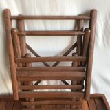 Ancienne chaise pliante enfant en bois assise vintage