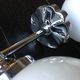 Pair of globe wall lamps in white opaline and chrome/vintage metal 70s