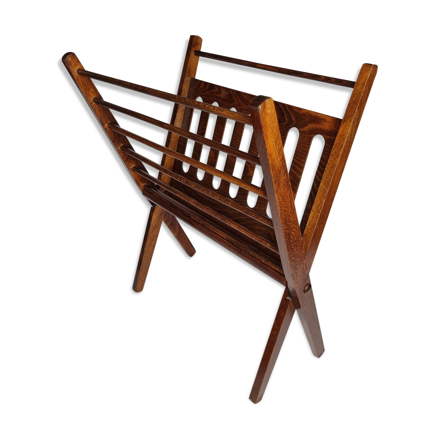 Folding teak magazine holder by Cees Braakman