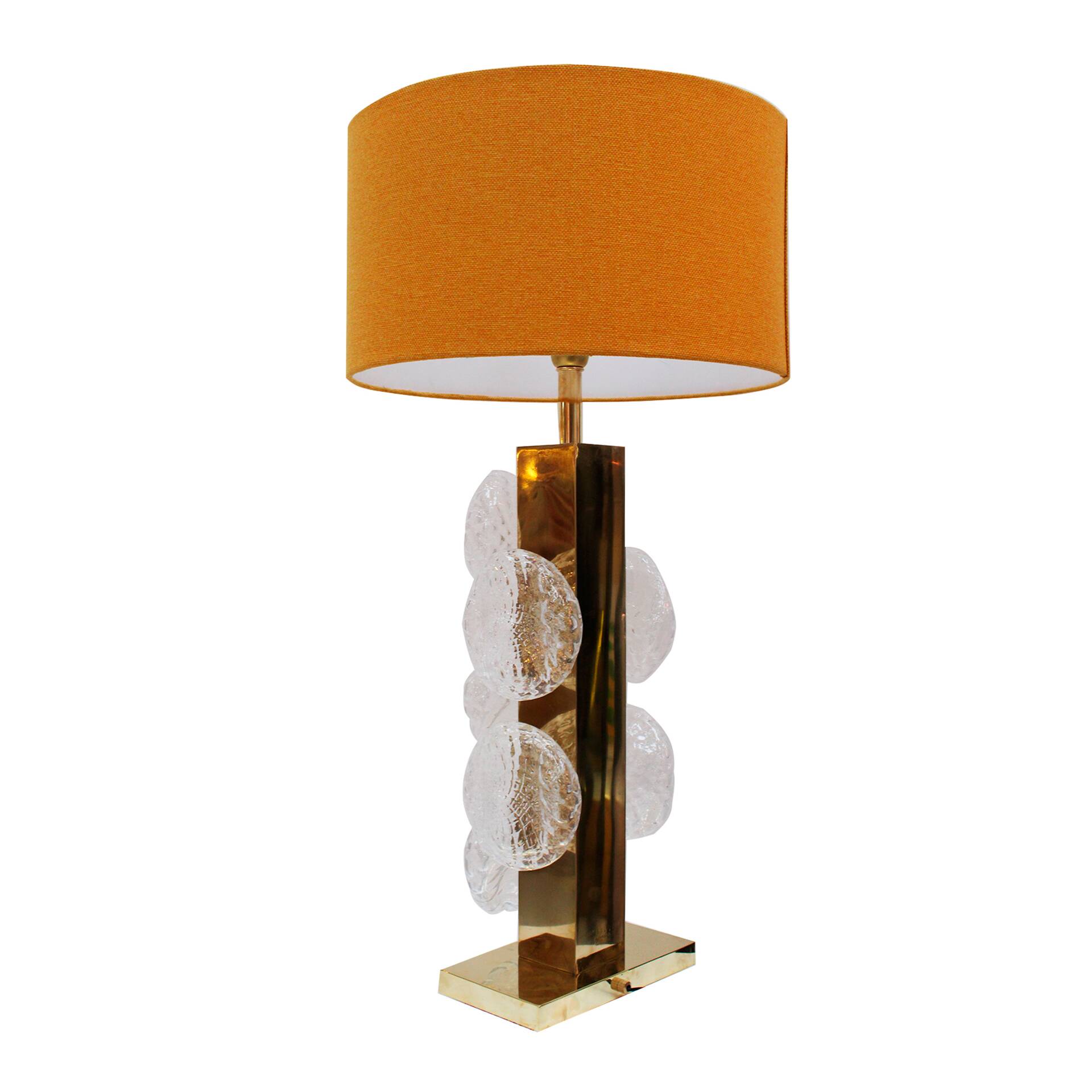 Pair of Murano glass and brass table lamps, Italy