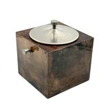 Mid-century brown parchment ice bucket, Aldo Tura Italy 1950s