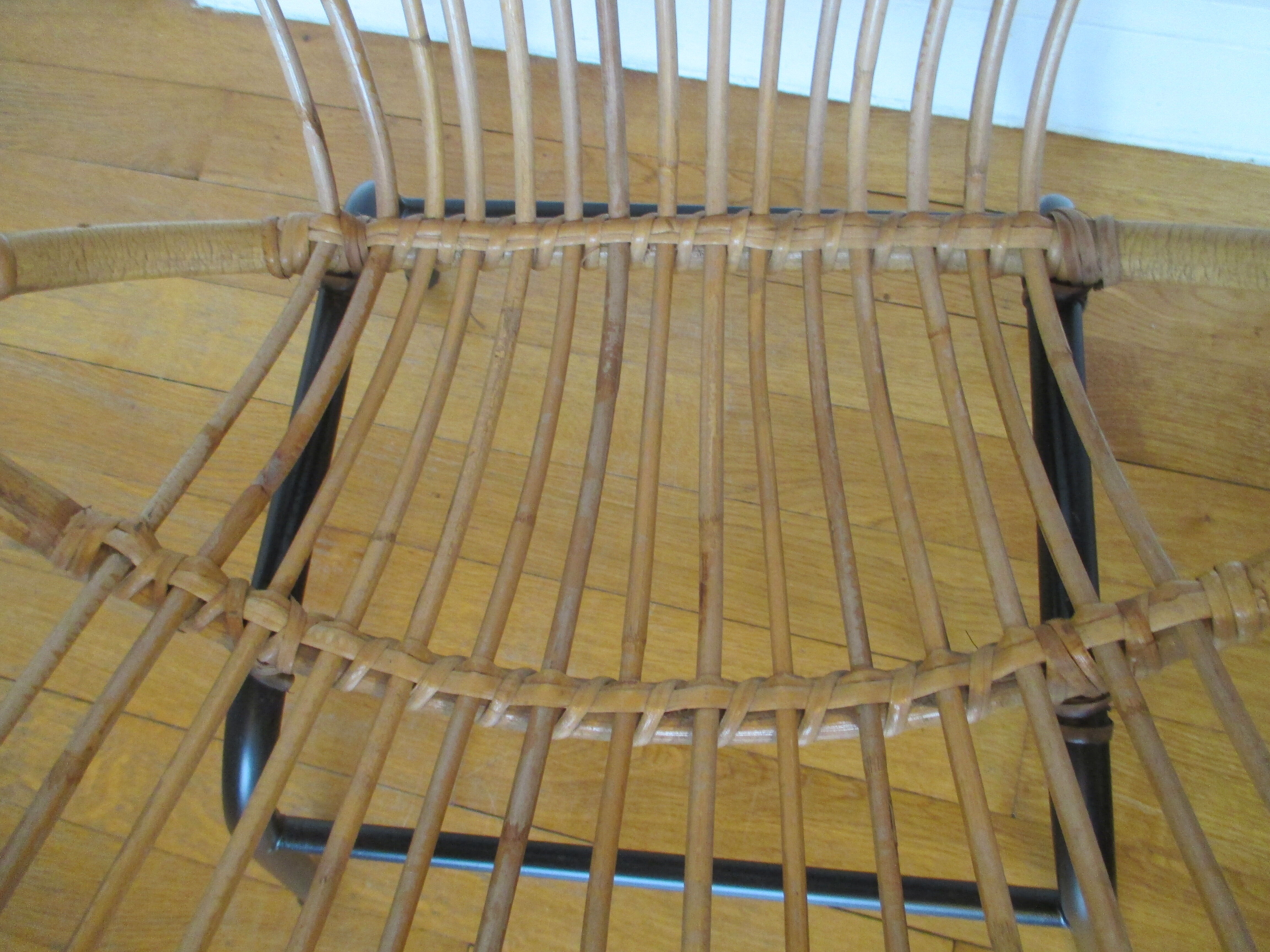 Shell armchairs in rattan and metal year 60