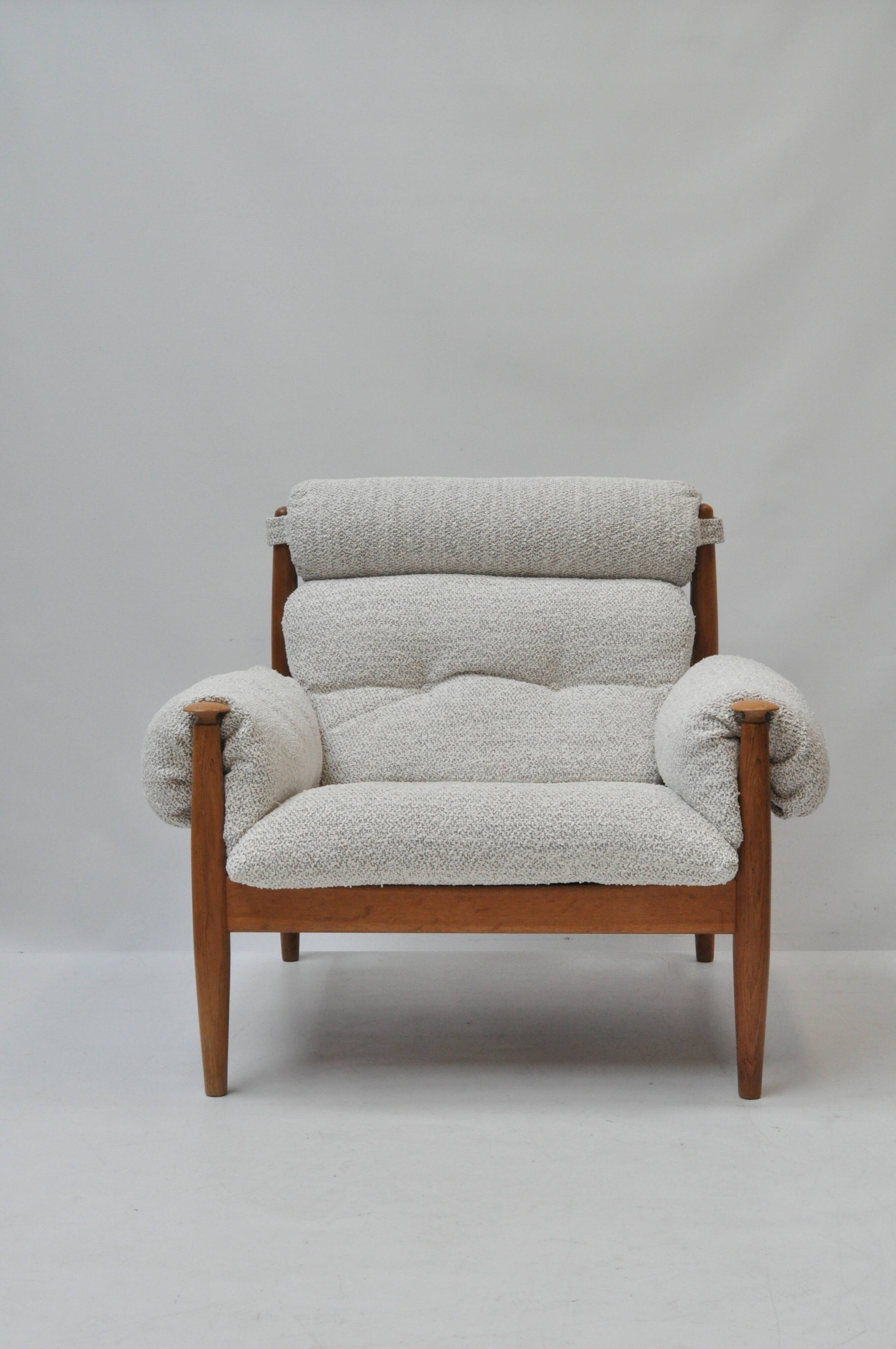 Scandinavian Lounge Armchair by Eric Merthen, 1960s – Reupholstered in Whit