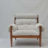 Scandinavian Lounge Armchair by Eric Merthen, 1960s – Reupholstered in Whit
