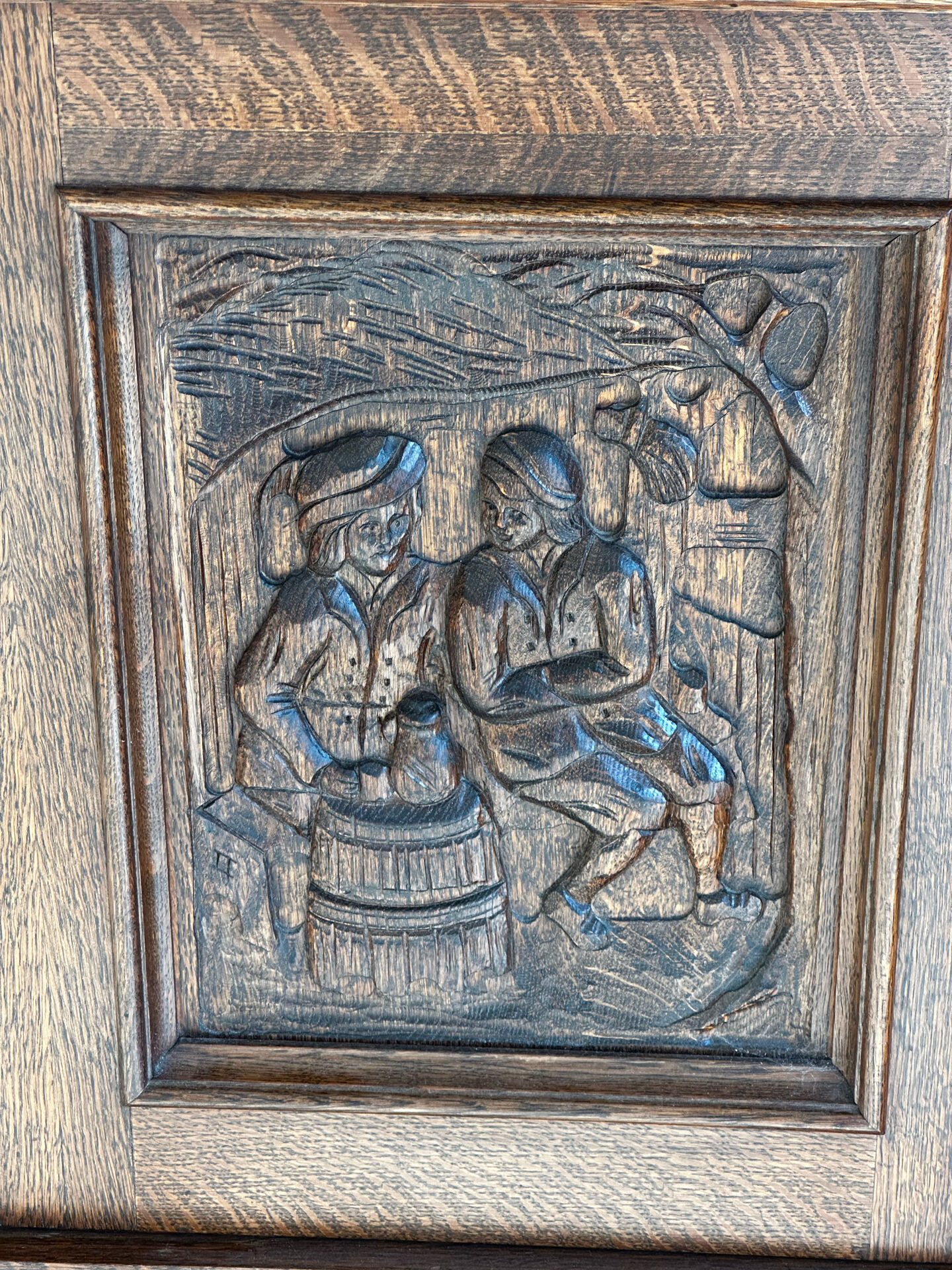 Large carved oak buffet in neo-Renaissance style, mid-20th century.