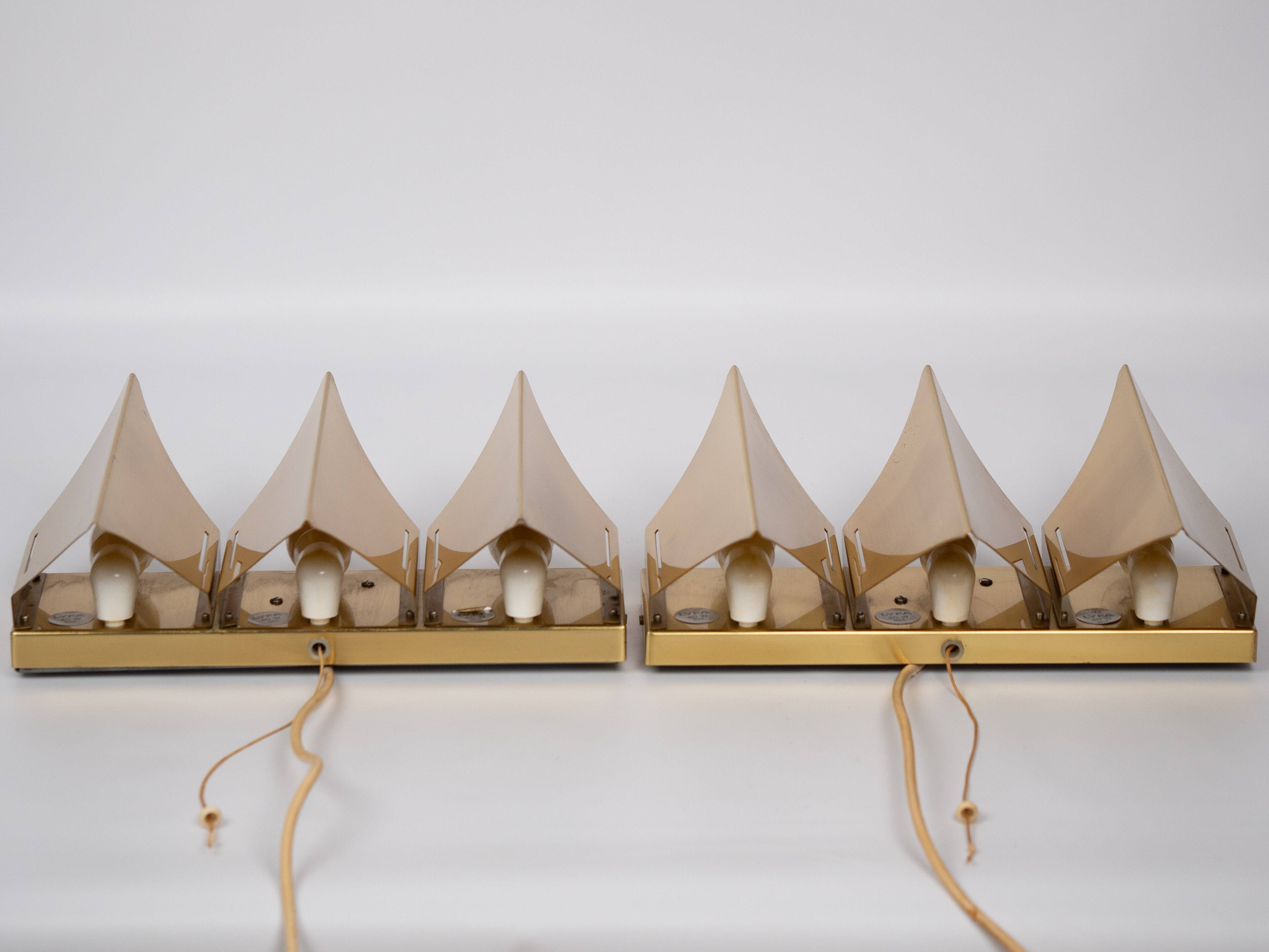 Paire de 2 appliques danoises Gothic 3 par Bent Karlby, Lyfa, années 1960