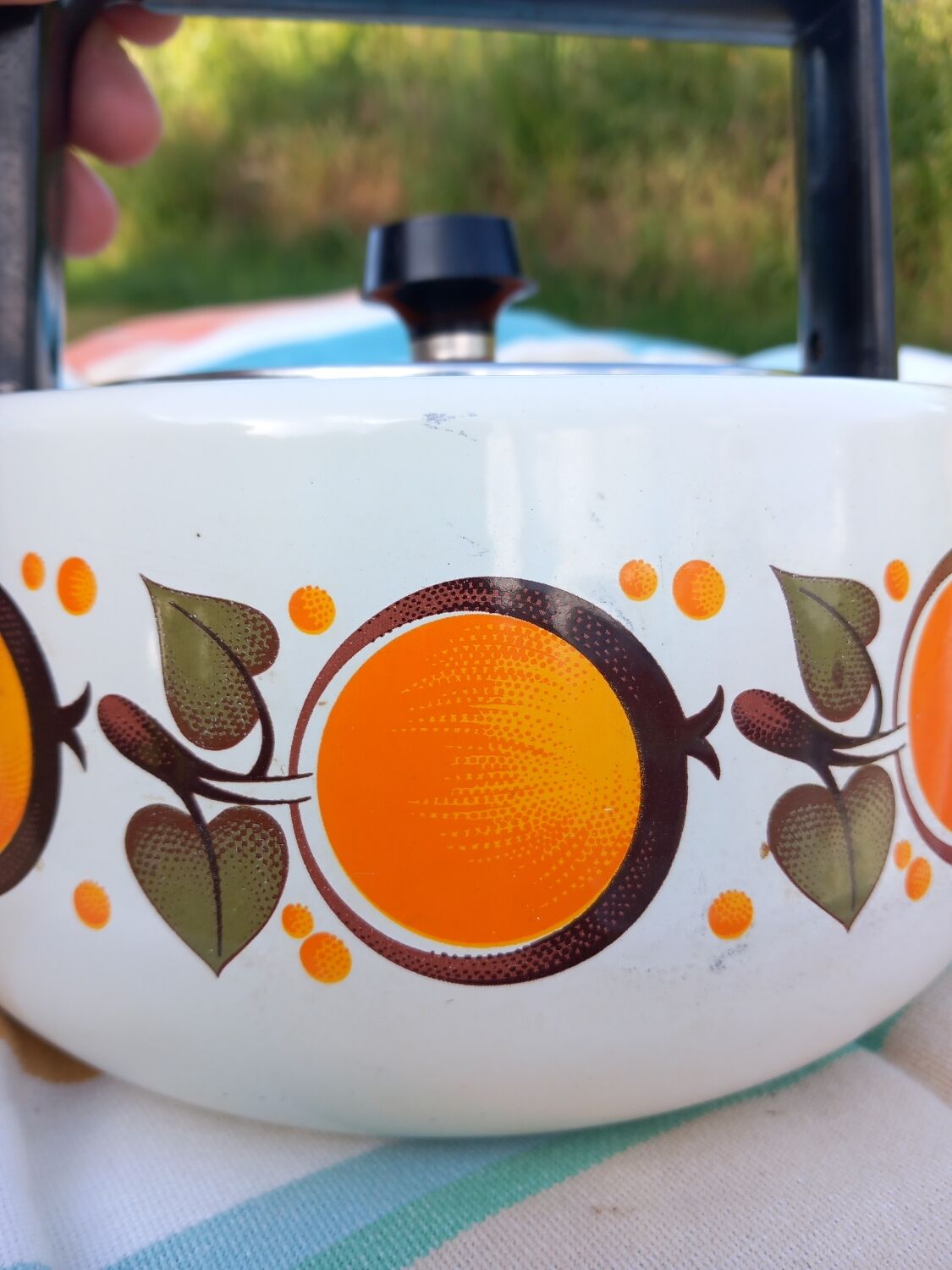 Vintage enamelled kettle