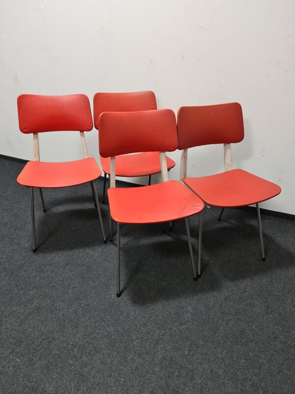 Quatre chaises de cuisine vintage des années 50