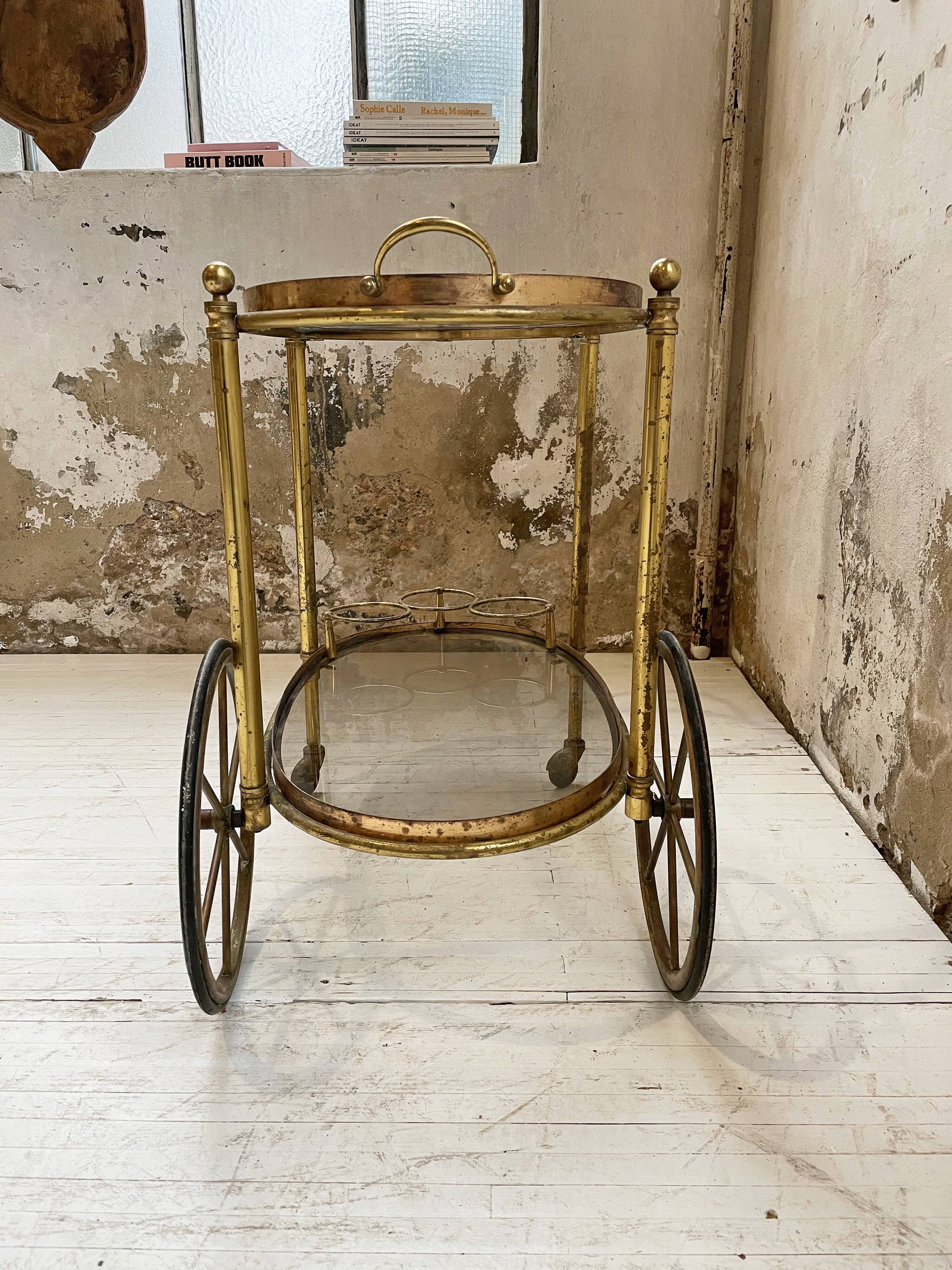 Cart serves brass bar