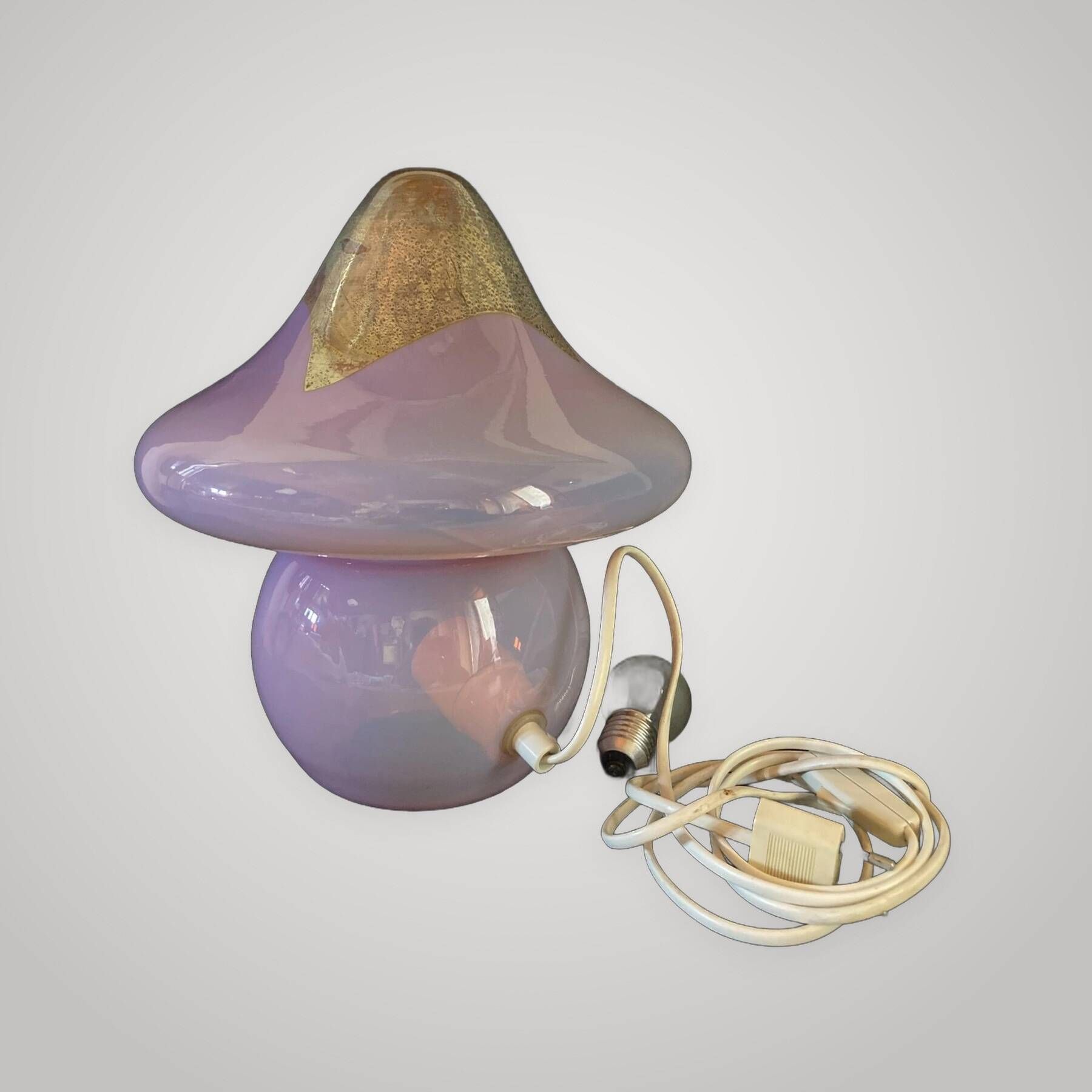 Mushroom table lamp in glass Signed Murano Vetri Italy 70's mushroom l