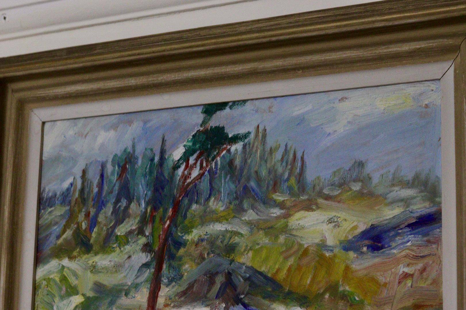 Framed oil on panel "Landscape", Sweden mid 20th century