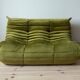 Togo set of 2-seater sofa and corner armchair in Olive Velvet