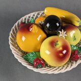 Fruit basket vintage braided ceramic slurry