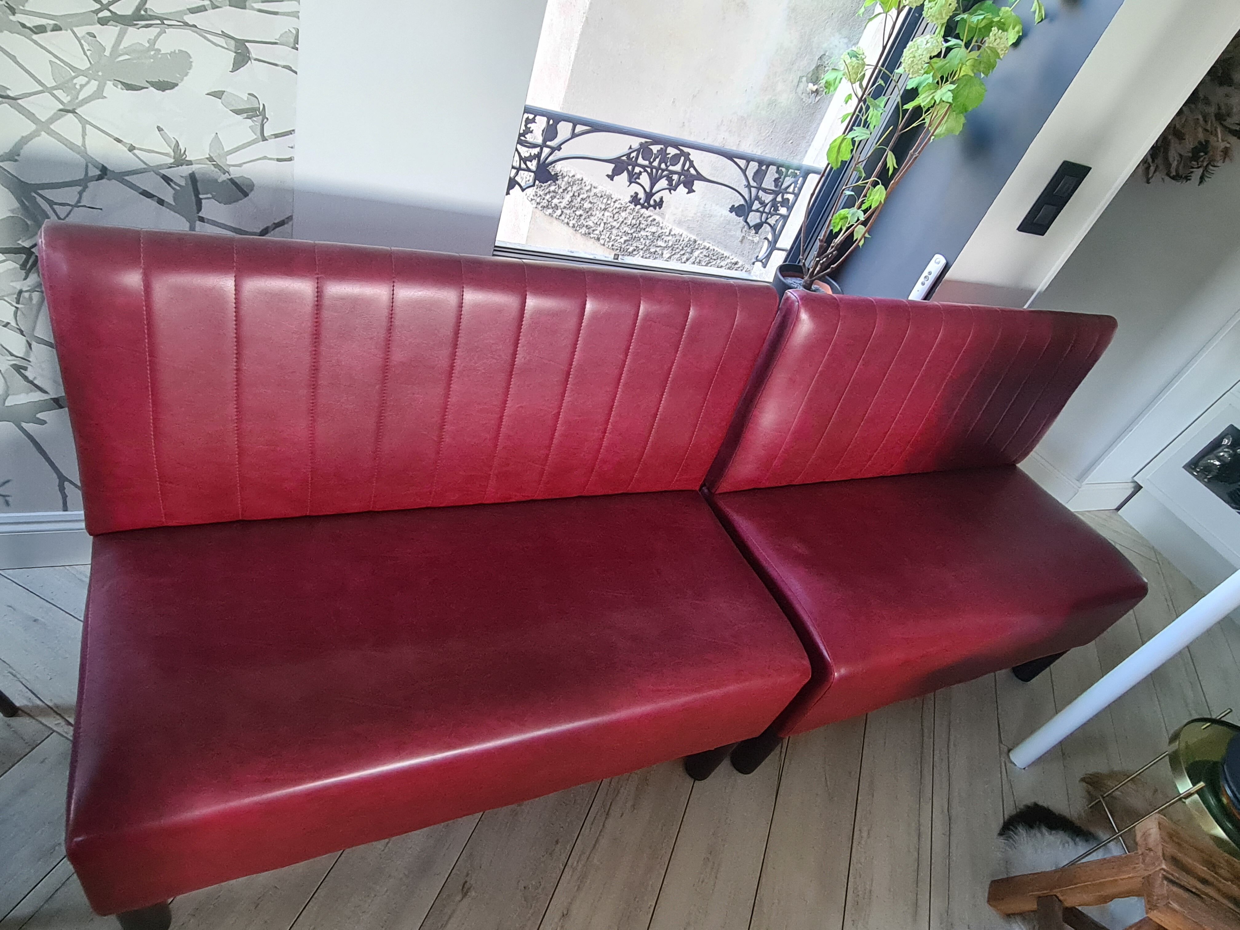 2 benches of bistro imitation leather