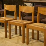 Set of 4 elm chairs Maison Regain 1960s