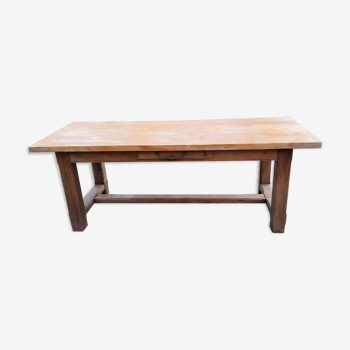 Farmhouse table in beech and oak 1 drawer in belt 200cm