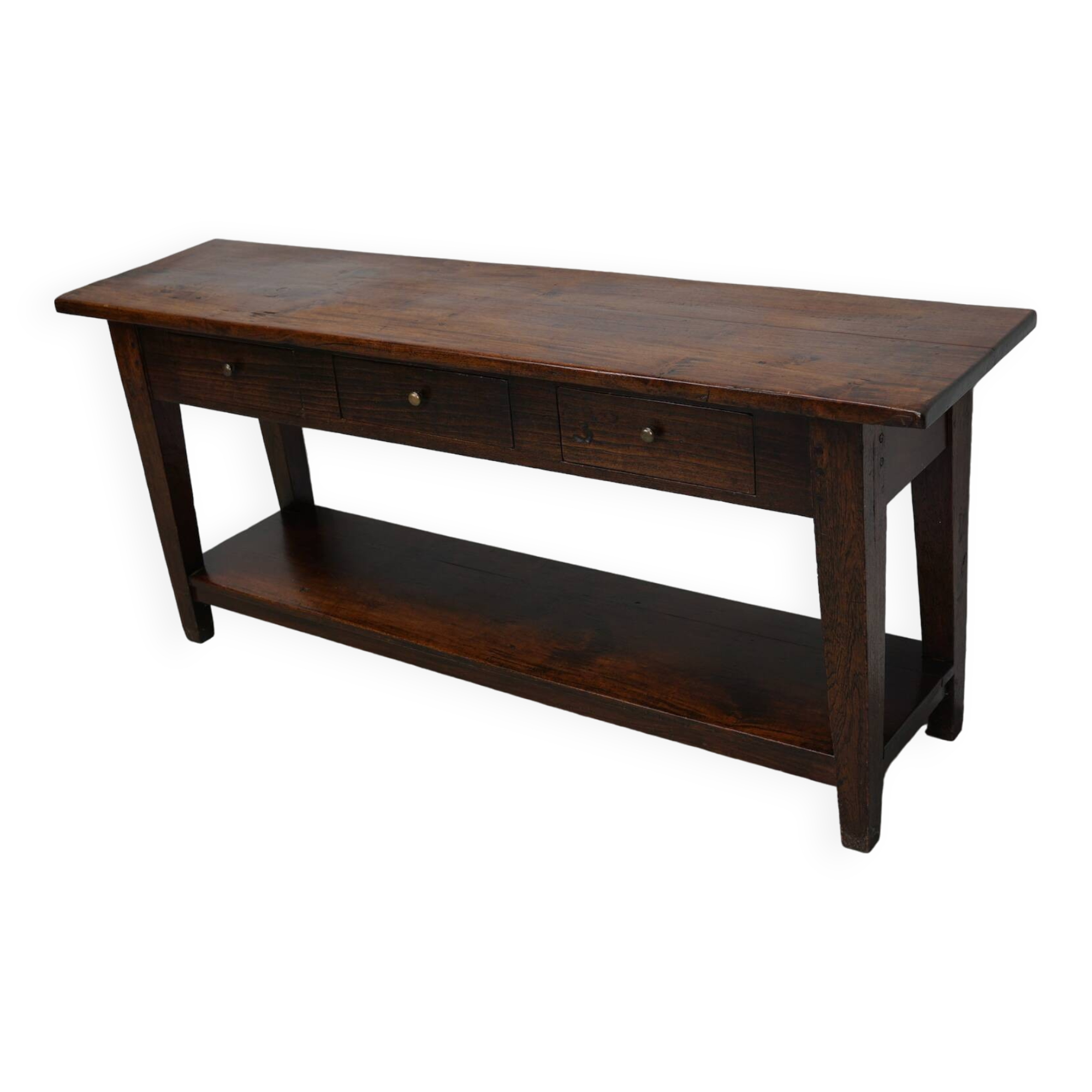 Table d'appoint rustique de style colonial néerlandais antique en teck/chêne