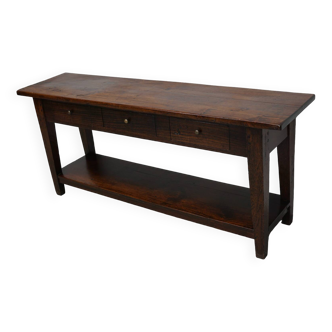 Table d'appoint rustique de style colonial néerlandais antique en teck/chêne