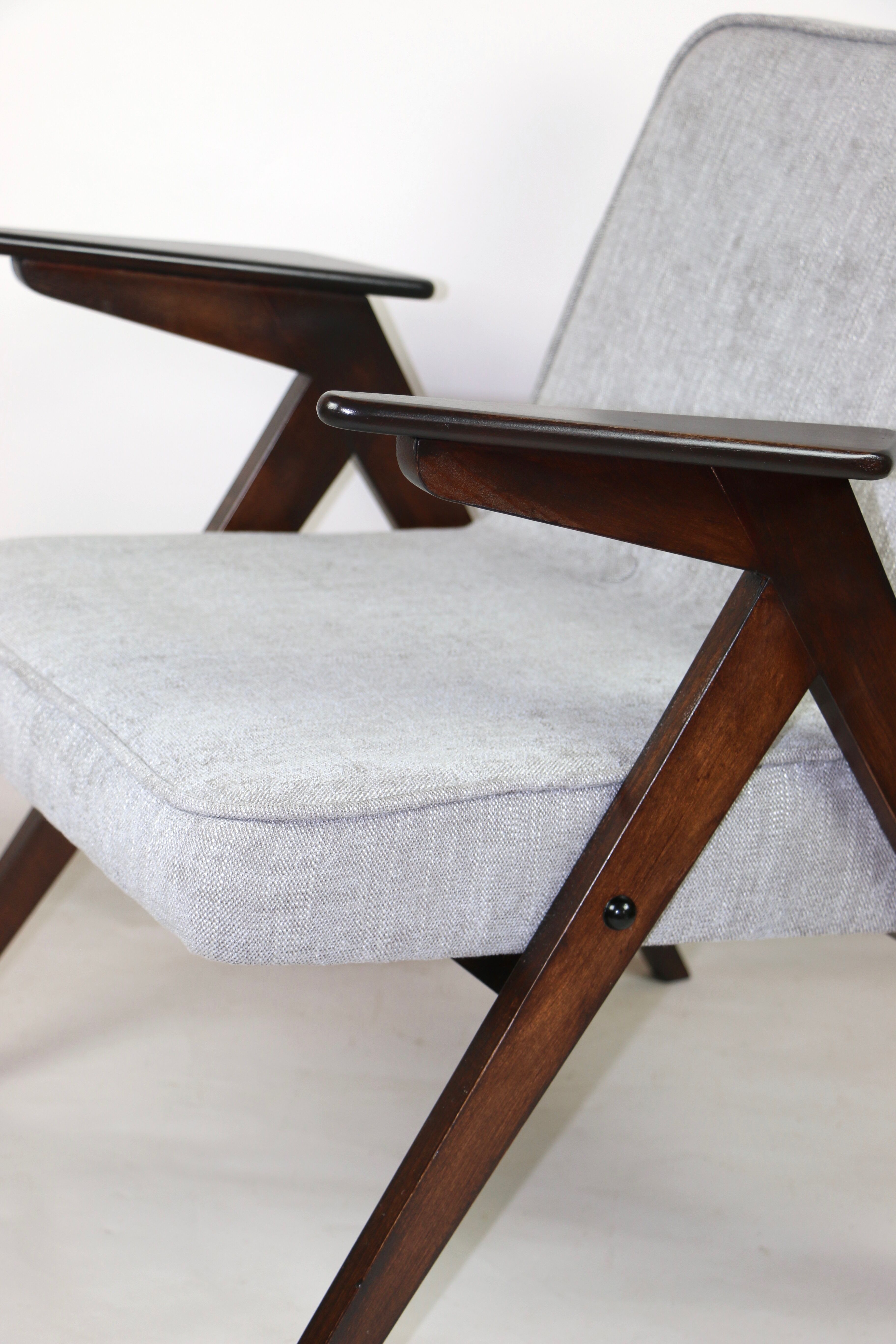 Light grey silver Bunny armchair by Józef Chierowski, 1970s