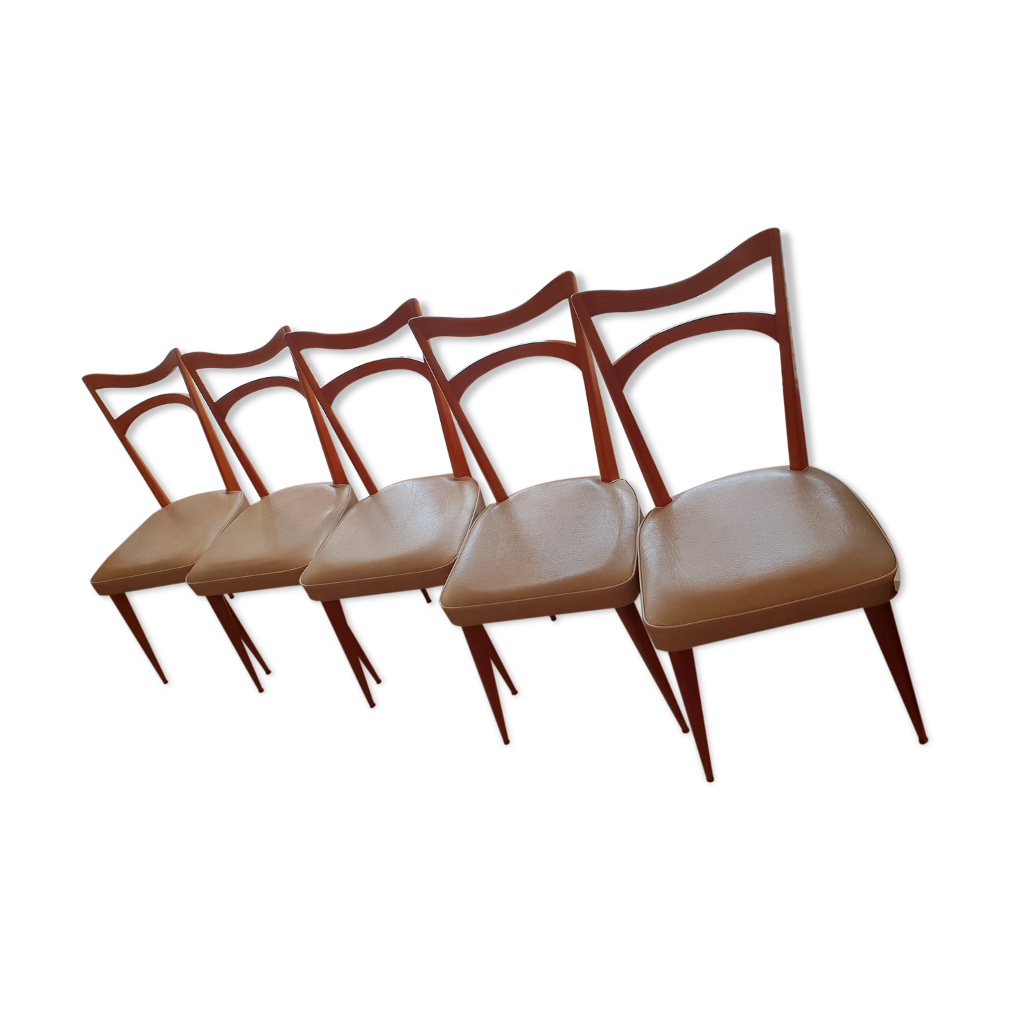 Set of 5 vintage chairs in skai