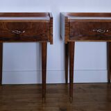 Paire chevets bois placage remarquable années 60