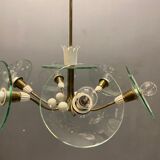 Brass glass chandelier, 1940s