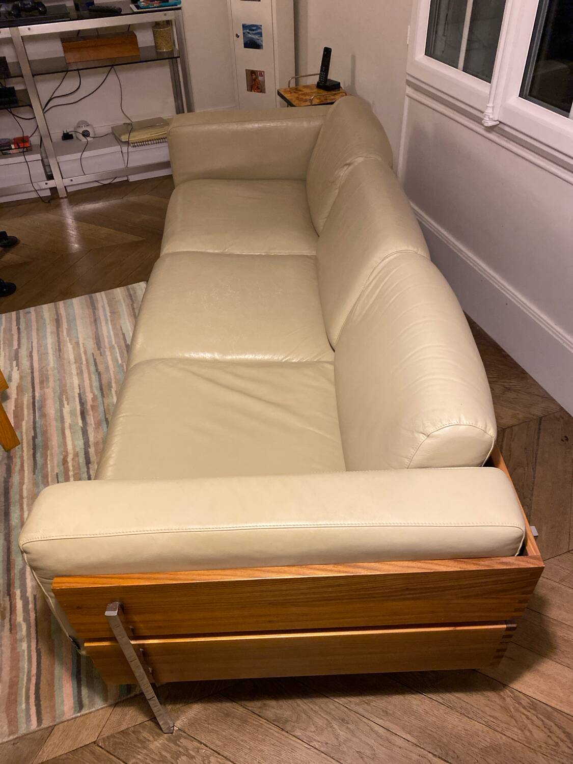 Beige leather canapé by Robin Day for Habitat