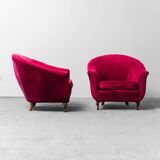 Paire de fauteuils modernistes en velours violet des années 1970