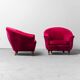 Paire de fauteuils modernistes en velours violet des années 1970