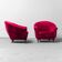 Paire de fauteuils modernistes en velours violet des années 1970