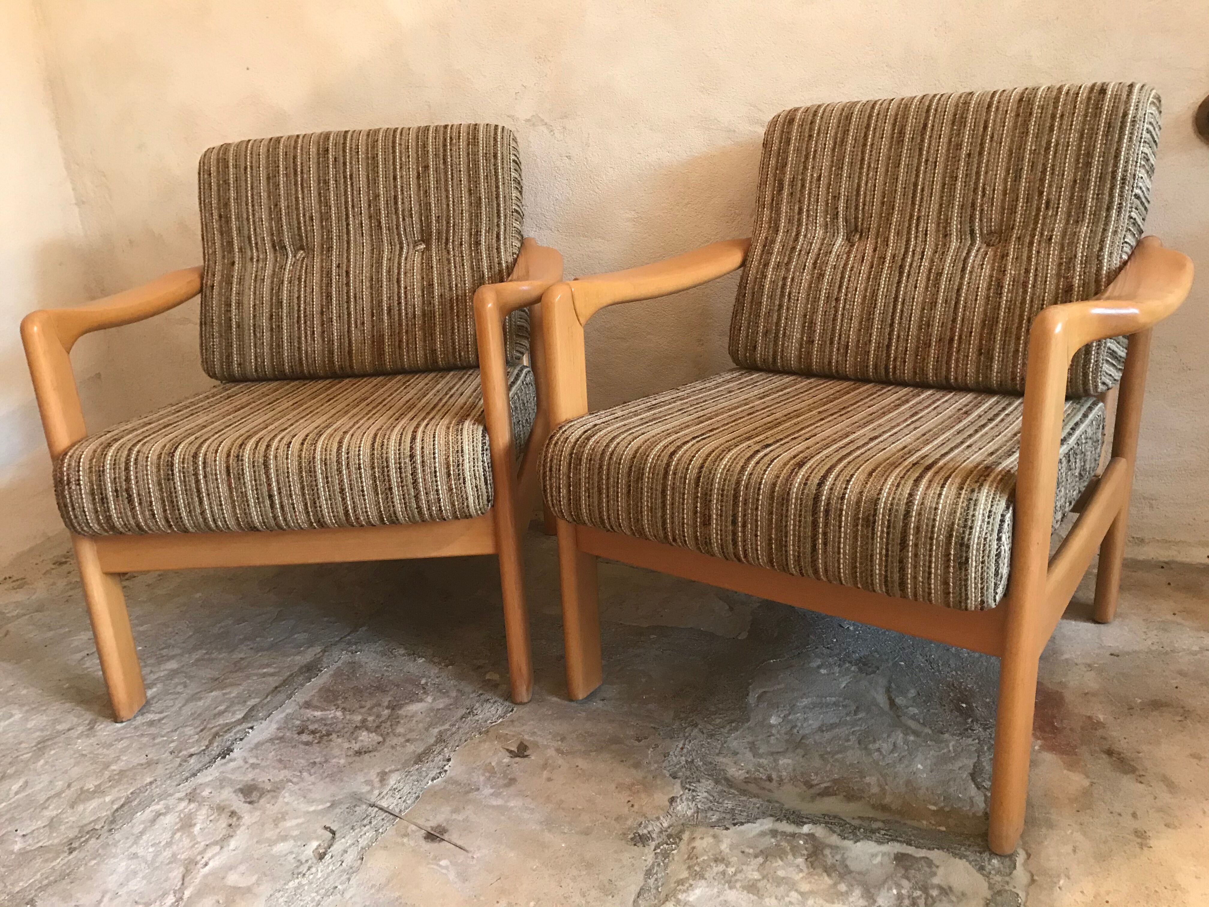Pair of vintage armchairs midcentury Walter Knoll