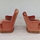 1970s, Danish set of two velour armchairs, original condition, beech wood.