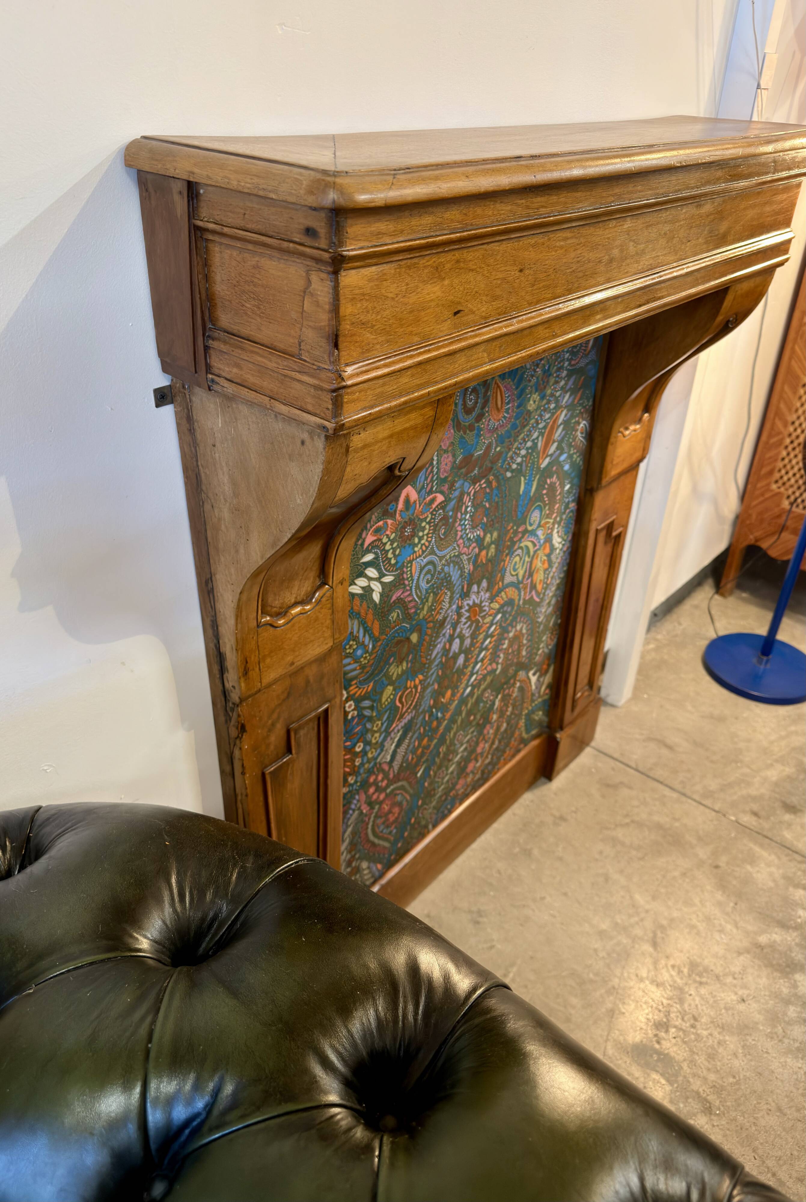 Antique Walnut Carved Wood Fireplace – Decorative Fireplace Mantel