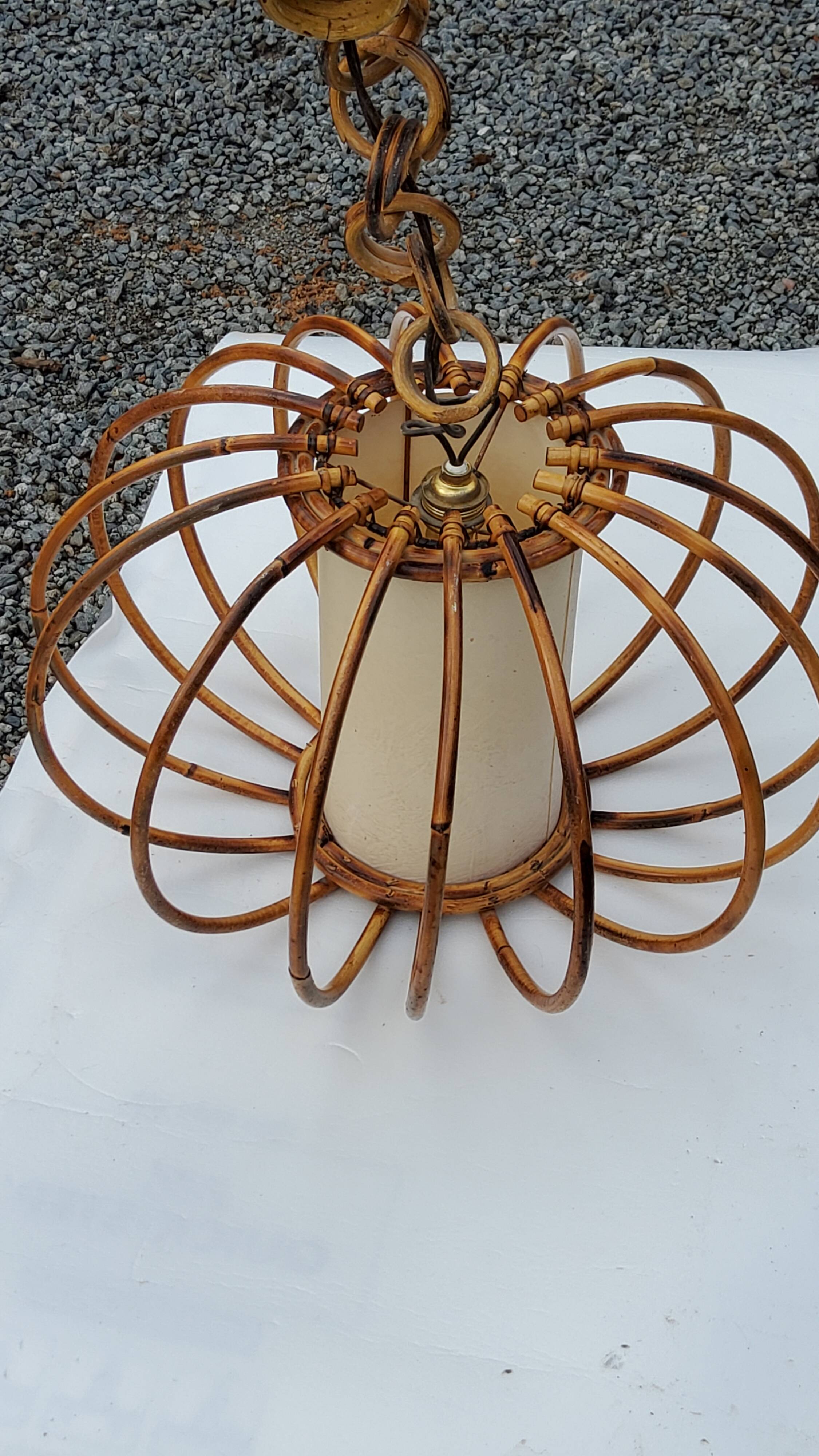 70s rattan pendant light