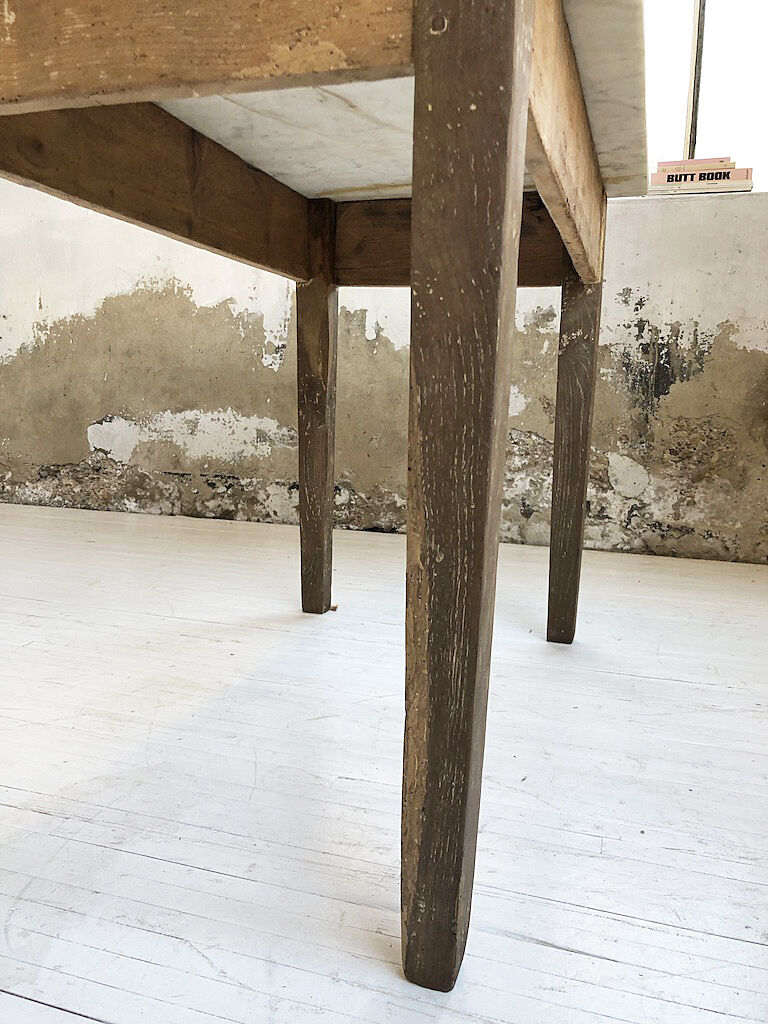 Oak and marble farm table