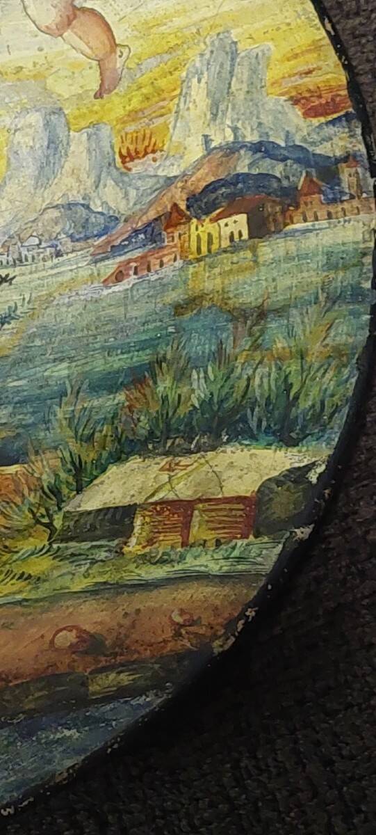 Antique cold-painted Cupino plate, late 19th century, Italy, majolica