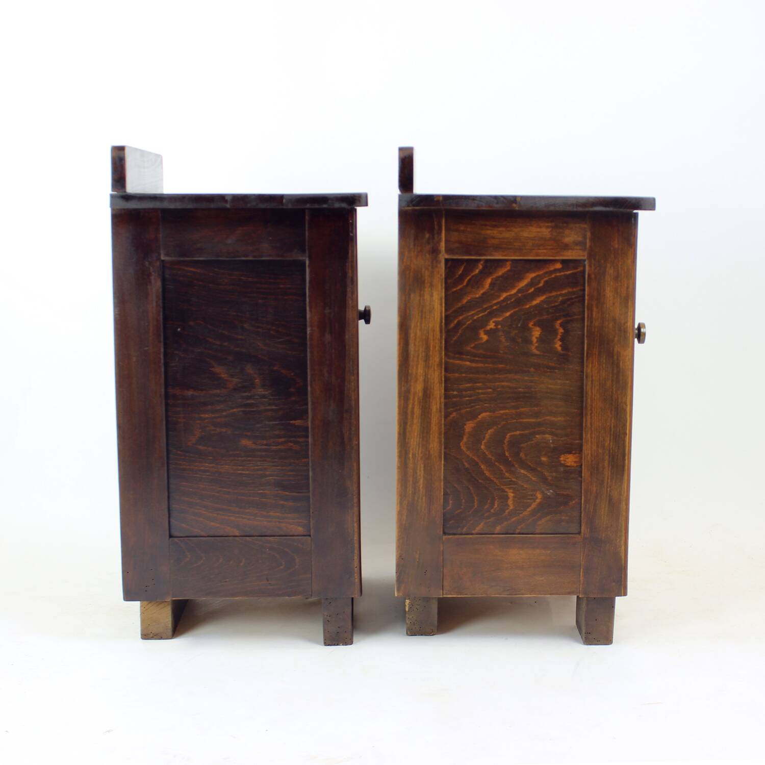 Tall Vintage Bedside Tables In Wood, Czechoslovakia 1930s