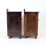 Tall Vintage Bedside Tables In Wood, Czechoslovakia 1930s