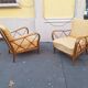 Armchairs in Wood and Yellow Fabric from Paolo Buffa, 1940s, Set of 2