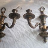 Paire d' appliques 2 feux en bronze dore styl directoire