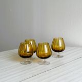 4 tulip glasses in amber glass