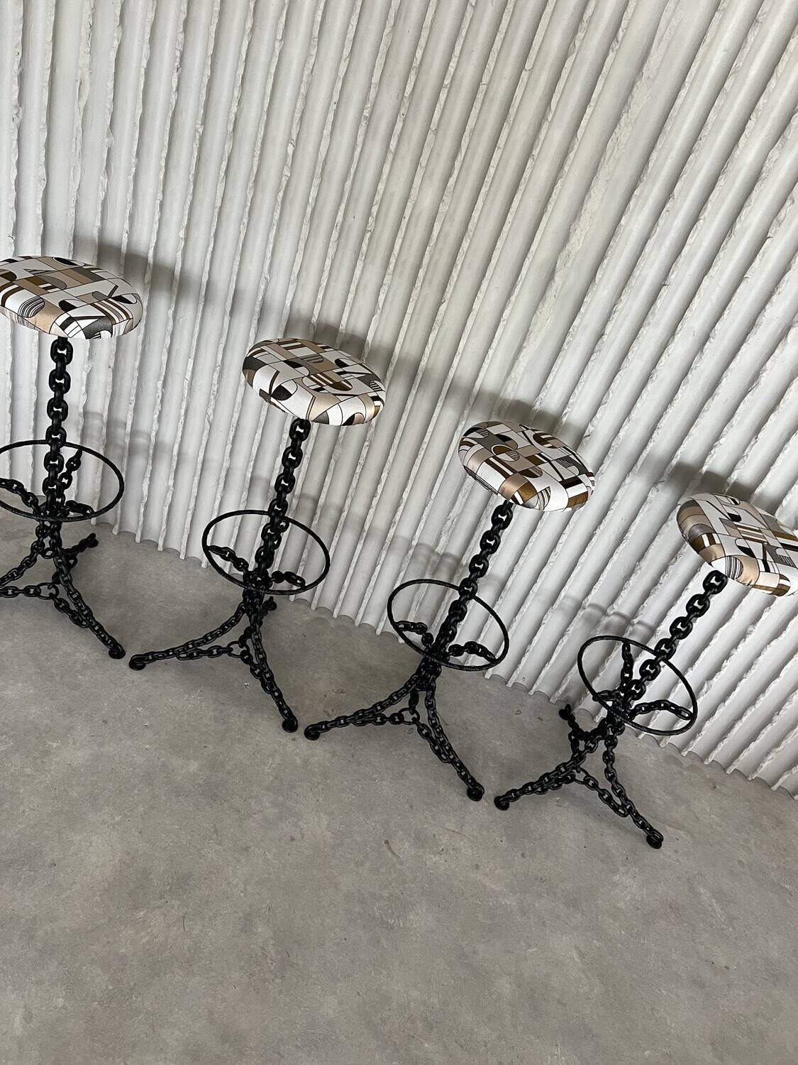 4 newly upholstered chain barstools