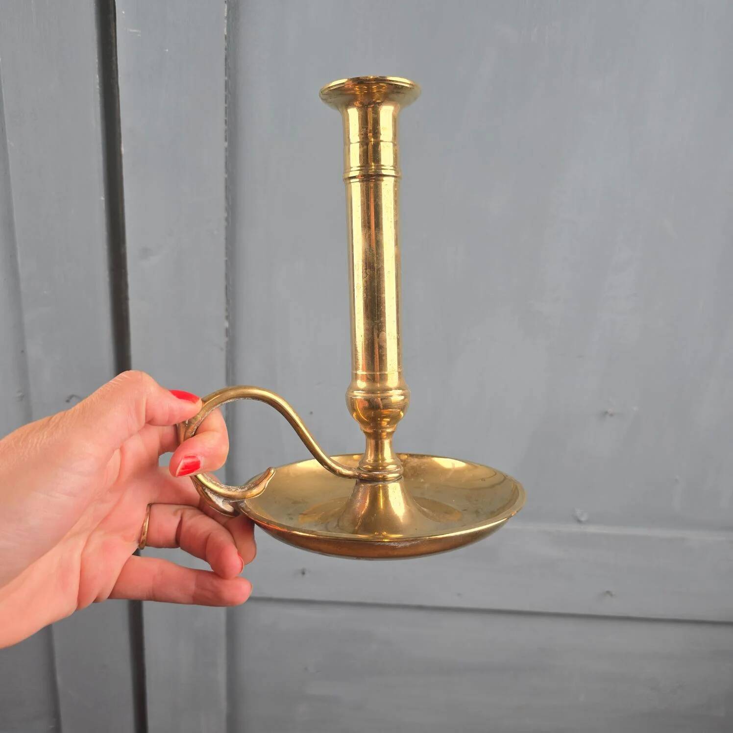 Old brass cellar rat, sliding candlestick 20 cm