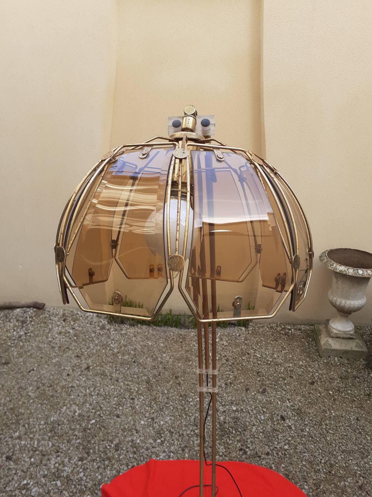 Brass and smoked glass lamppost