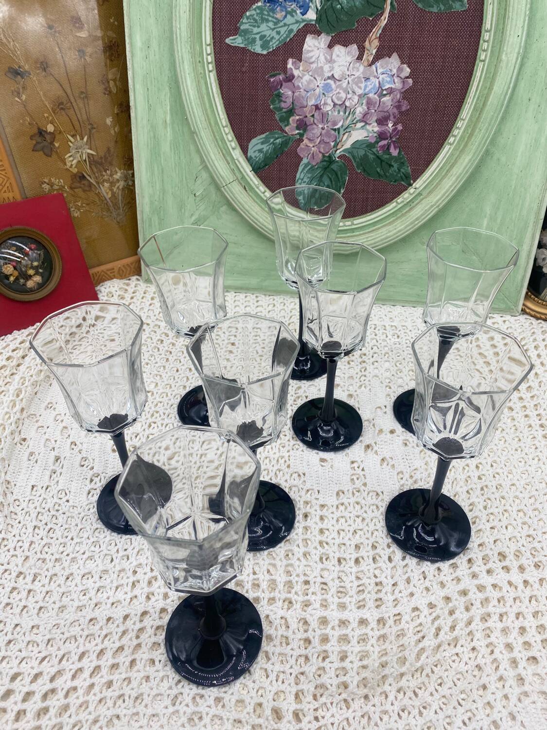 Black stemmed glasses