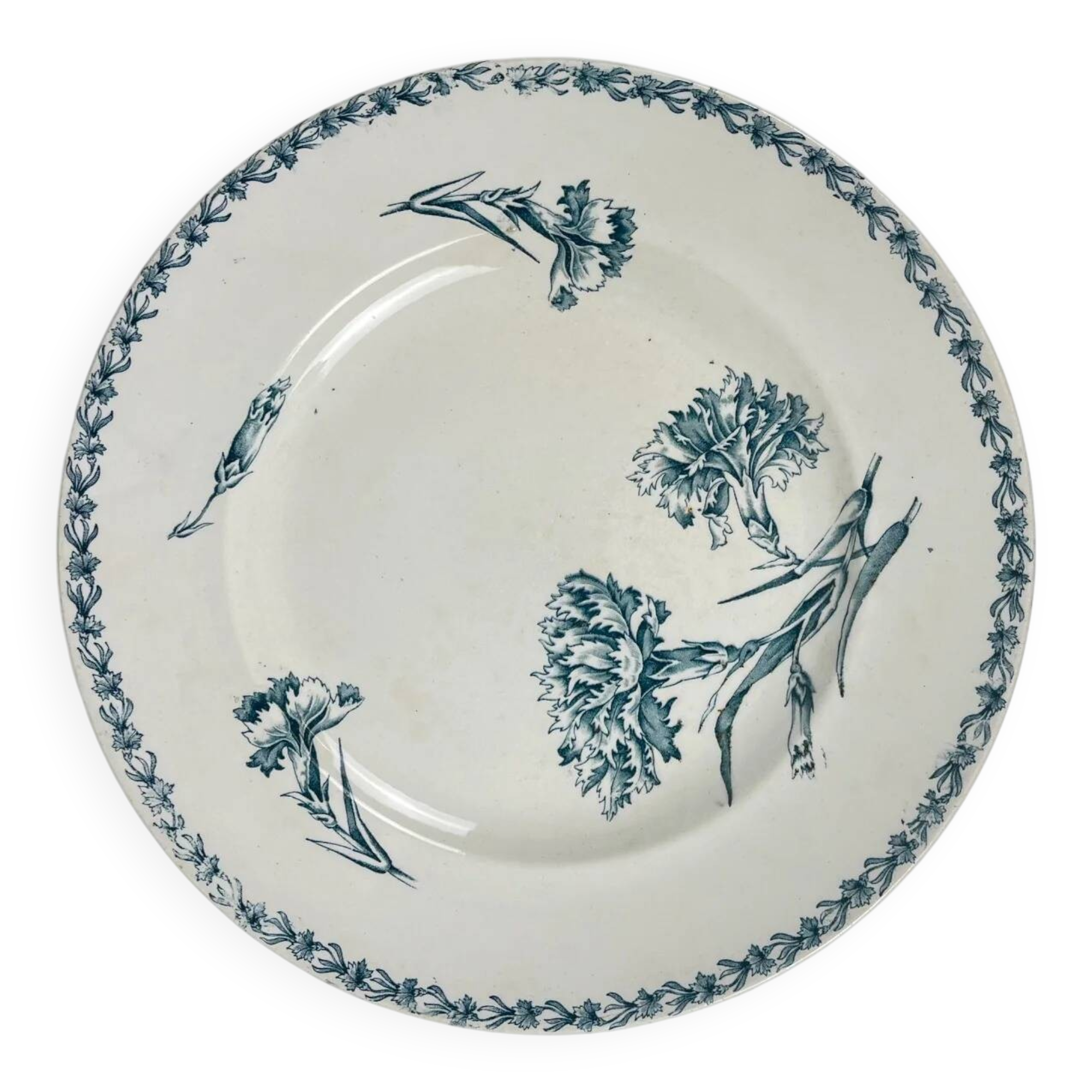 Round plate model "Carnation", KG Lunéville, ironstone, 19th century