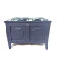 Coffre siège en bleu denim avec assise